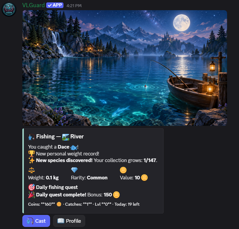 VLGuard fishing catch in Discord