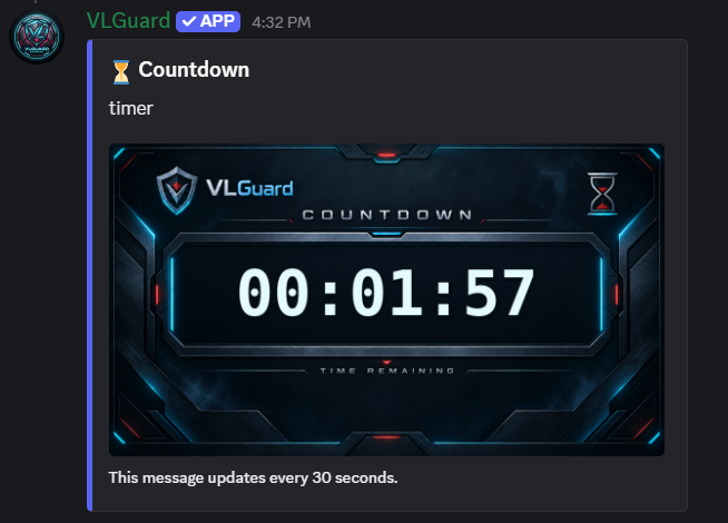 VLGuard graphic countdown timer